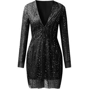NWT ~ Black Sheer Sequin Glitter Sparkly Date Night Mini Dress ~ Size SMALL